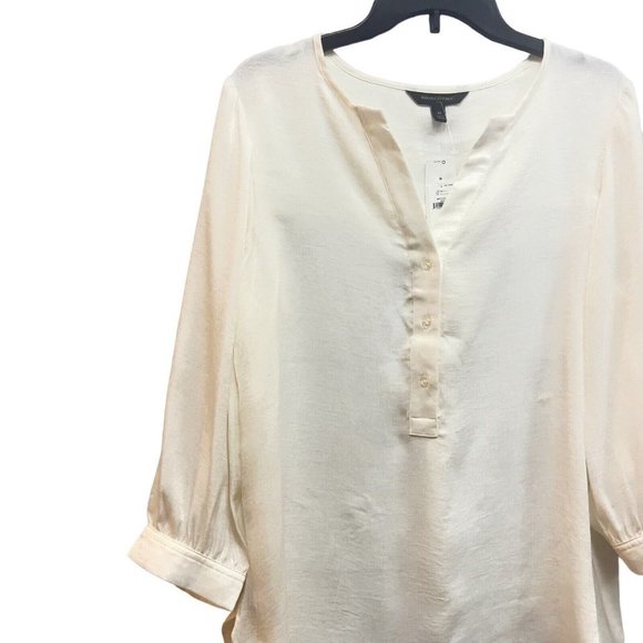 Banana Republic Women's BEIGES  100% Silk Mock Neck Long Sleeve Blouse Size XS - Picture 11 of 16